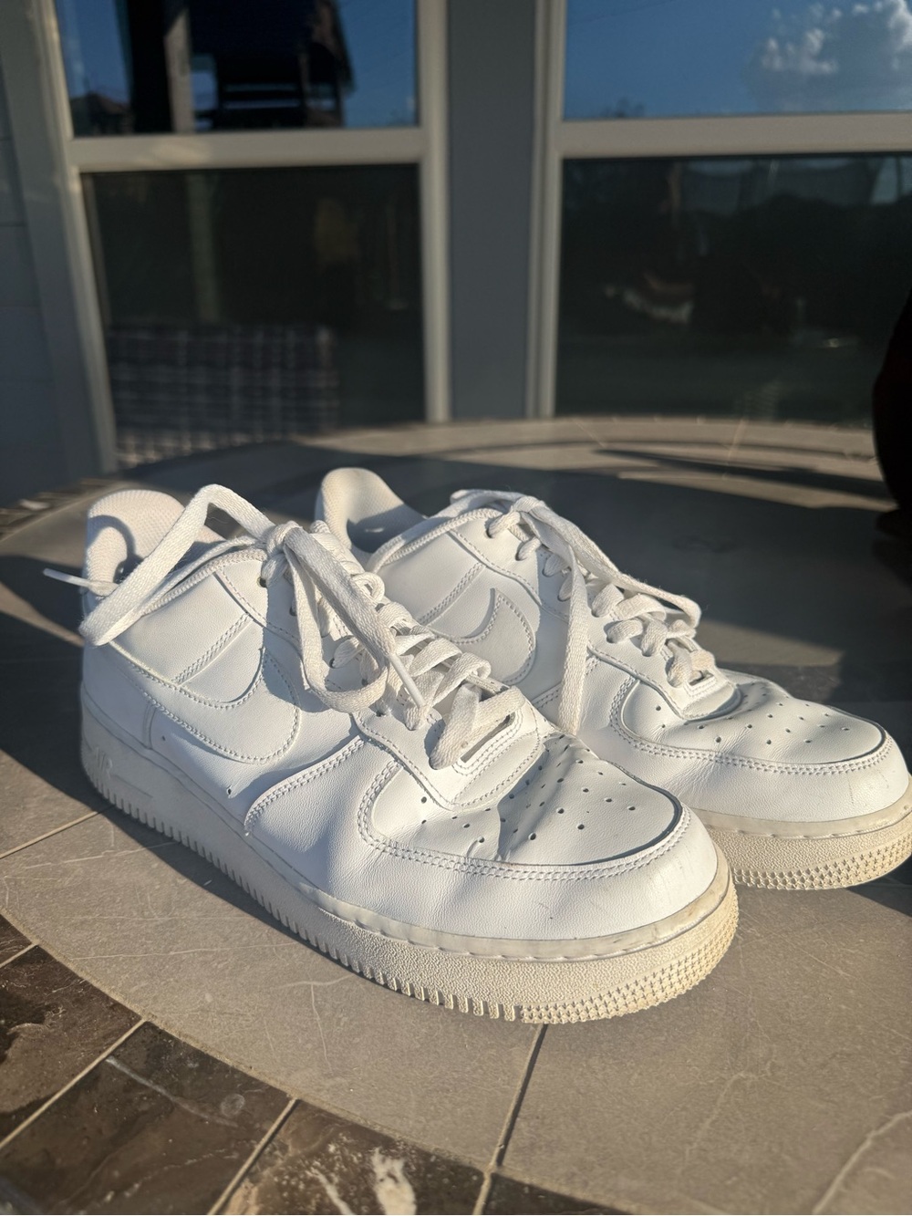 Nike AirForce One White Leather Lace-Up Sneakers - Everyday Comfort
